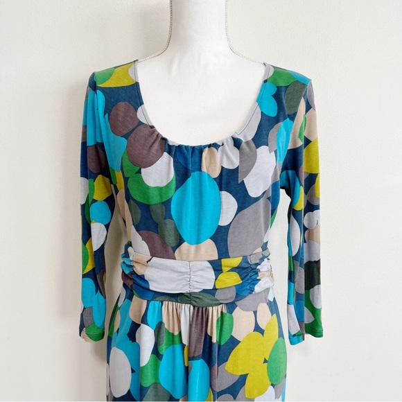 BOGO! Boden Ruched Jersey Dress Abstract Dot Print 10 - Picture 8 of 9